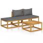 Preview: 4-tlg. Garten-Lounge-Set mit Auflagen Massivholz Akazie