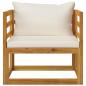 Preview: 6-tlg. Garten-Lounge-Set mit Auflagen Creme Massivholz Akazie
