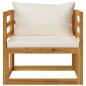 Preview: 6-tlg. Garten-Lounge-Set mit Auflagen Creme Massivholz Akazie
