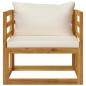 Preview: 7-tlg. Garten-Lounge-Set mit Auflagen Creme Massivholz Akazie