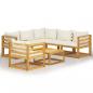 Preview: 7-tlg. Garten-Lounge-Set mit Auflagen Creme Massivholz Akazie