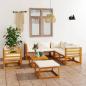 Preview: 8-tlg. Garten-Lounge-Set mit Auflagen Creme Massivholz Akazie