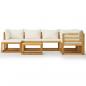Preview: 8-tlg. Garten-Lounge-Set mit Auflagen Creme Massivholz Akazie