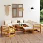 Preview: 12-tlg. Garten-Lounge-Set mit Auflagen Creme Massivholz Akazie