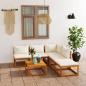 Preview: ARDEBO.de - 6-tlg. Garten-Lounge-Set mit Auflagen Creme Massivholz Akazie