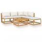 Preview: 6-tlg. Garten-Lounge-Set mit Auflagen Creme Massivholz Akazie