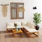 Preview: 6-tlg. Garten-Lounge-Set mit Auflagen Creme Massivholz Akazie