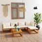 Preview: ARDEBO.de - 6-tlg. Garten-Lounge-Set mit Auflagen Creme Massivholz Akazie