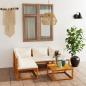 Preview: ARDEBO.de - 5-tlg. Garten-Lounge-Set mit Auflagen Creme Massivholz Akazie