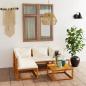 Preview: 5-tlg. Garten-Lounge-Set mit Auflagen Creme Massivholz Akazie