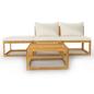 Preview: 4-tlg. Garten-Lounge-Set mit Auflagen Creme Massivholz Akazie