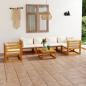 Preview: ARDEBO.de - 7-tlg. Garten-Lounge-Set mit Auflagen Creme Massivholz Akazie