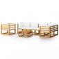 Preview: 7-tlg. Garten-Lounge-Set mit Auflagen Creme Massivholz Akazie