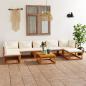 Preview: ARDEBO.de - 8-tlg. Garten-Lounge-Set mit Auflagen Creme Massivholz Akazie