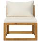 Preview: 3-Sitzer-Gartensofa mit Auflage Creme Akazie Massivholz