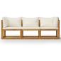 Preview: 3-Sitzer-Gartensofa mit Auflage Creme Akazie Massivholz