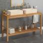 Preview: Waschtisch Massivholz Teak mit Waschbecken Marmor Creme