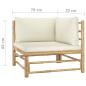 Preview: 11-tlg. Garten-Lounge-Set mit Cremeweißen Kissen Bambus