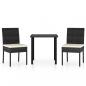 Preview: 3-tlg. Garten-Essgruppe Poly Rattan Schwarz