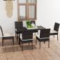 Preview: ARDEBO.de - 7-tlg. Garten-Essgruppe Poly Rattan Schwarz