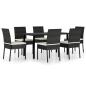 Preview: 7-tlg. Garten-Essgruppe Poly Rattan Schwarz