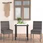 Preview: ARDEBO.de - 3-tlg. Garten-Essgruppe Poly Rattan Grau