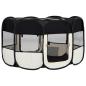 Preview: Faltbarer Welpenlaufstall mit Tragetasche Schwarz 145x145x61 cm