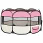 Preview: Faltbarer Welpenlaufstall mit Tragetasche Rosa 110x110x58 cm