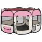 Preview: Faltbarer Welpenlaufstall mit Tragetasche Rosa 110x110x58 cm
