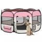 Preview: ARDEBO.de - Faltbarer Welpenlaufstall mit Tragetasche Rosa 125x125x61 cm