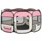 Preview: Faltbarer Welpenlaufstall mit Tragetasche Rosa 125x125x61 cm