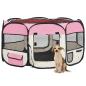 Preview: Faltbarer Welpenlaufstall mit Tragetasche Rosa 125x125x61 cm