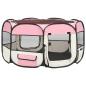 Preview: Faltbarer Welpenlaufstall mit Tragetasche Rosa 125x125x61 cm