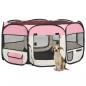 Preview: ARDEBO.de - Faltbarer Welpenlaufstall mit Tragetasche Rosa 145x145x61 cm