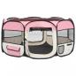 Preview: Faltbarer Welpenlaufstall mit Tragetasche Rosa 145x145x61 cm