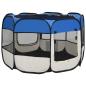 Preview: Faltbarer Welpenlaufstall mit Tragetasche Blau 90x90x58 cm