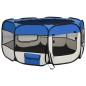 Preview: Faltbarer Welpenlaufstall mit Tragetasche Blau 145x145x61 cm