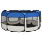 Preview: Faltbarer Welpenlaufstall mit Tragetasche Blau 145x145x61 cm
