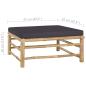Preview: 4-tlg. Garten-Lounge-Set mit Dunkelgrauen Kissen Bambus