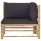 Preview: 2-tlg. Garten-Lounge-Set mit Dunkelgrauen Kissen Bambus