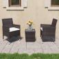Preview: 3-tlg. Bistro-Set Poly Rattan und Hartglas Braun