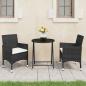 Preview: ARDEBO.de - 3-tlg. Bistro-Set Poly Rattan und Hartglas Schwarz