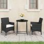 Preview: 3-tlg. Bistro-Set Poly Rattan und Hartglas Schwarz