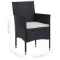 Preview: 3-tlg. Bistro-Set Poly Rattan und Hartglas Schwarz