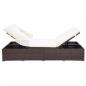 Preview: 2-Personen-Sonnenliege mit Auflage Poly Rattan Braun