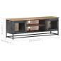 Preview: TV-Schrank Grau 120x30x40 cm Massivholz Akazie und Stahl