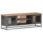 Preview: TV-Schrank Grau 120x30x40 cm Massivholz Akazie und Stahl