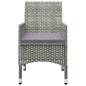 Preview: 3-tlg. Bistro-Set Poly Rattan und Hartglas Grau
