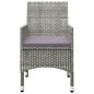 Preview: 3-tlg. Bistro-Set Poly Rattan und Hartglas Grau