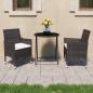 Preview: 3-tlg. Bistro-Set Poly Rattan und Hartglas Braun